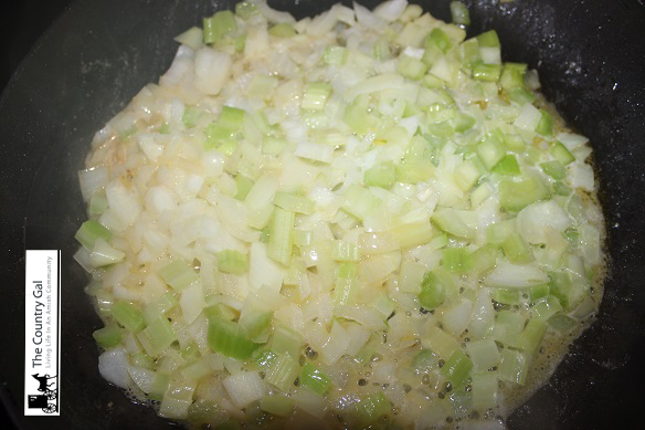saute onion and celery for soup